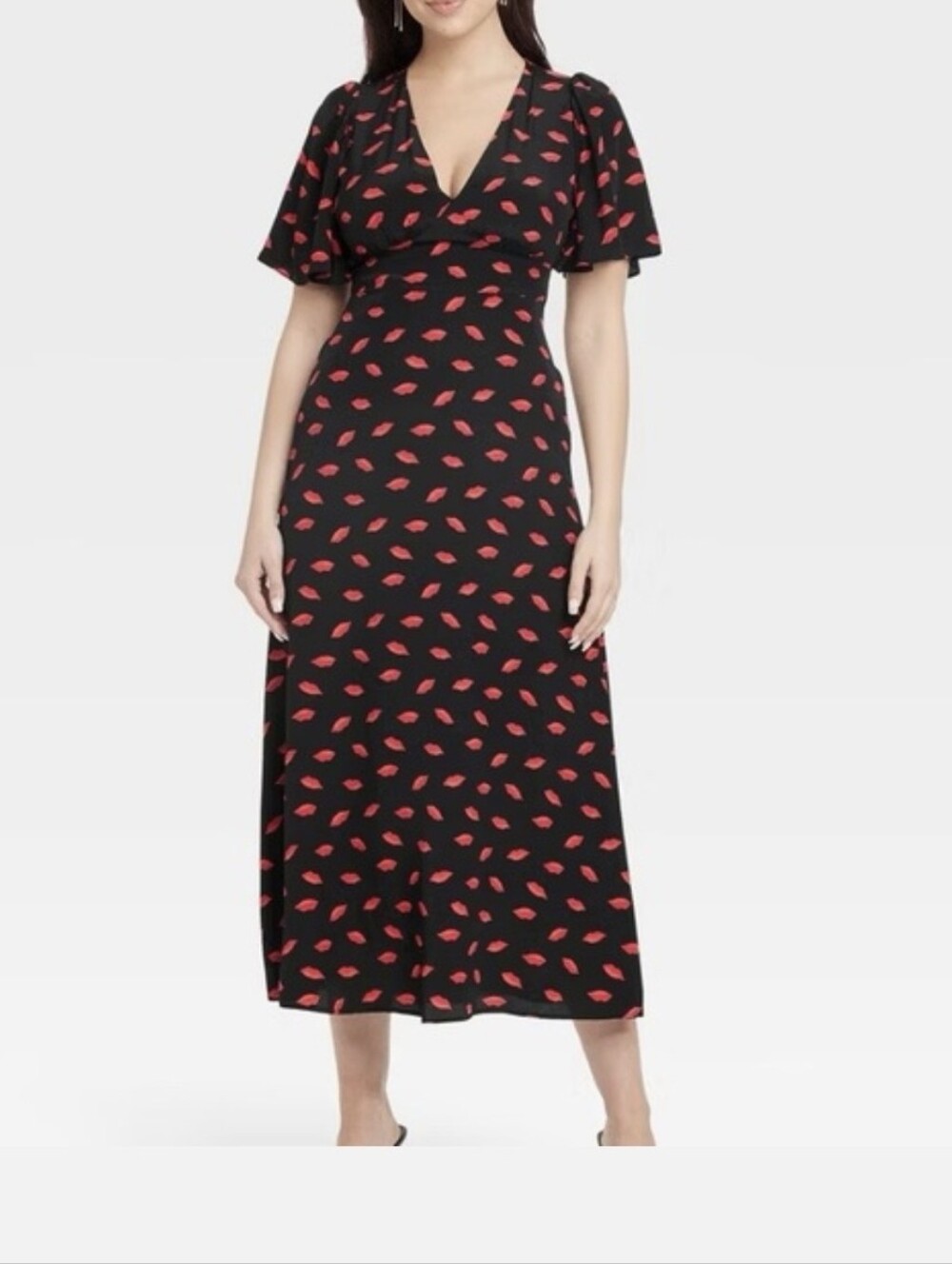 A New Day Lip Print Maxi/Midi Dress Size 2